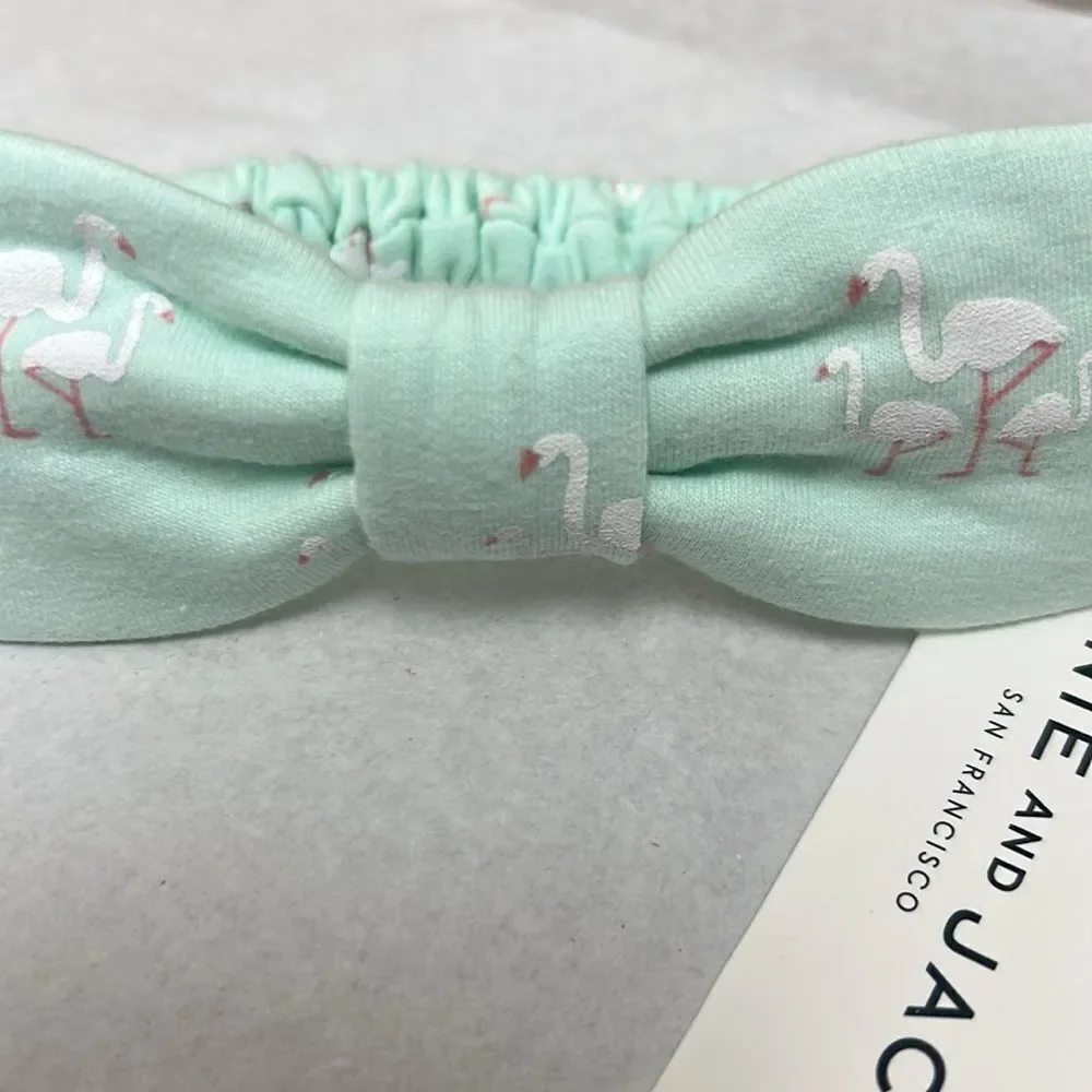 Janie and Jack 100031366 mint flamingo print Headband NWT One Size